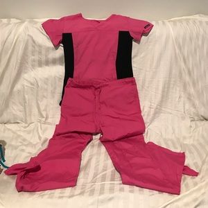 Cherokee pink scrub top and pants tall set